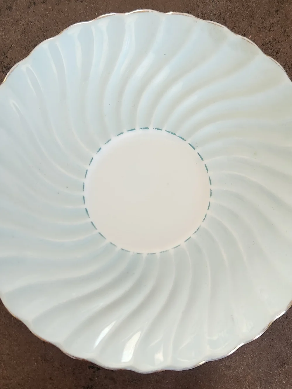 VTG Aynsley China Bone China Saucer Pale Blue Swirl with Scalloped Edge Trim
